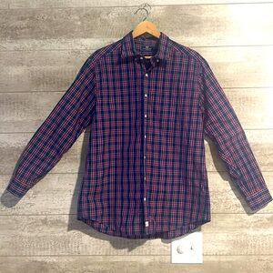 LN Vineyard Vines Slim Fit Plaid Murray Cotton Button Up Shirt sz Large